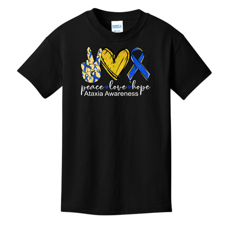 Peace Love Hope Ataxia Awareness Shirt Blue Ribbon T Shirt Basic Youth T-shirt by gyzhahykaete | Artistshot