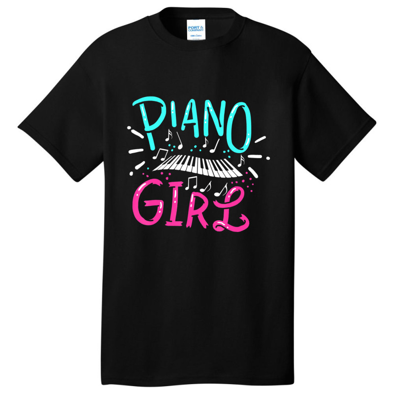 Piano Girl Pianist Music Notes Basic T-shirt | Artistshot