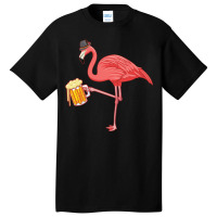 Beer Drinking Flamingo Drinker Wading Bird Oktoberfest Gift Sweatshirt Basic T-shirt | Artistshot