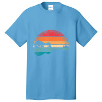 Retro Acoustic Guitar Lake Sunset Guitarist Music Lover Basic T-shirt | Artistshot