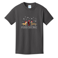 Dachshund Merry Christmas Cute Plaid Leopard Doxie Dog X-mas Basic Youth T-shirt | Artistshot