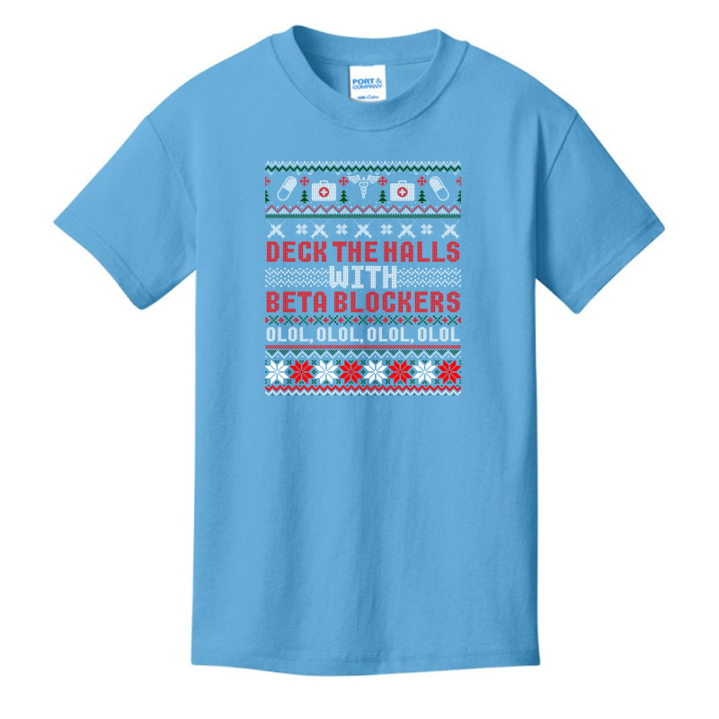 Deck The Halls Beta Blockers Nurse Christmas Ugly Sweater Basic Youth T-shirt by cm-arts | Artistshot