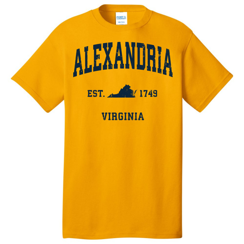 Alexandria Virginia Va Vintage Athletic Navy Sports Design Long Sleeve Basic T-shirt by cm-arts | Artistshot