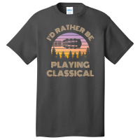 I'd Rather Be Playing Guitar Classical Guitar Headstock Vintage Sunset Basic T-shirt | Artistshot