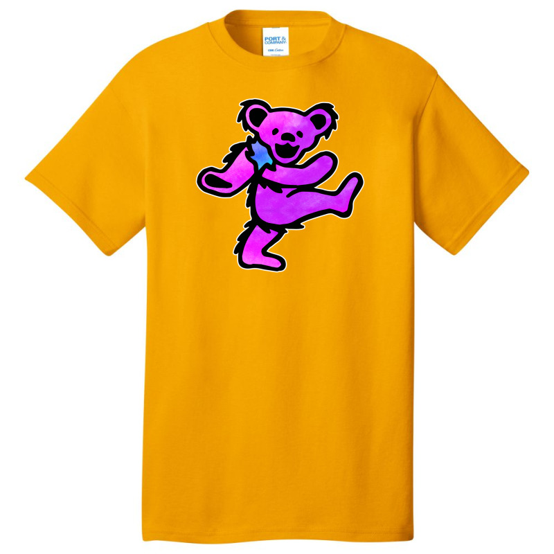 Pink Grateful Dancing Hippie Classic Rock Dead Bear Basic T-shirt | Artistshot