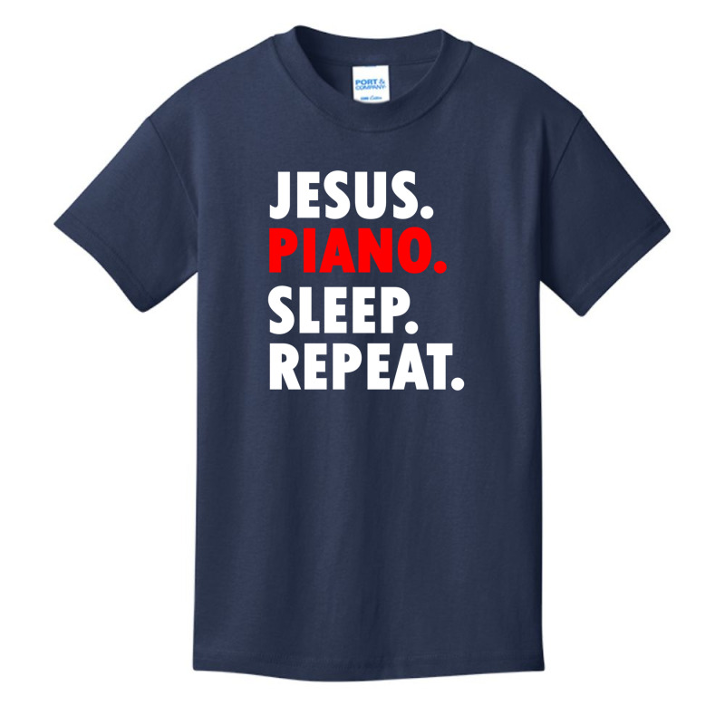 Jesus Piano Sleep Repeat Christian Music Basic Youth T-shirt by thangdinhsinhelf | Artistshot