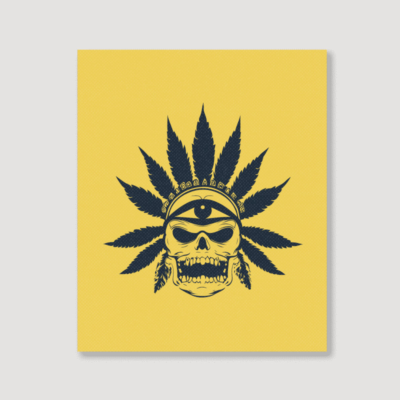 Great Skull Of Cannabis Portrait Canvas Print | Artistshot