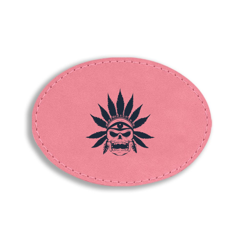 Great Skull Of Cannabis Oval Leatherette Patch | Artistshot