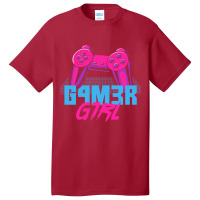 Retro Gamer Girl Vaporwave Leet Leetspeak Gifts Basic T-shirt | Artistshot