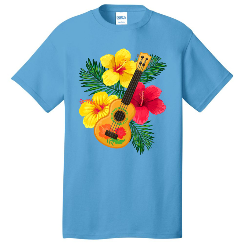 Hawaiian Ukulele Lute Guitar Hibiscus Basic T-shirt | Artistshot