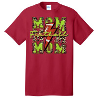 Football Mom, Football Lightning Bolt Leopard Lime Green T Shirt Basic T-shirt | Artistshot