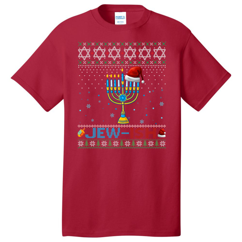 Jewish Jewish Pun Menorah Santa Hanukkah Christmas Ugly Basic T-shirt | Artistshot