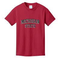 Michigan State Spartans Retro Arch Heather Gray Pullover Hoodie Basic Youth T-shirt | Artistshot