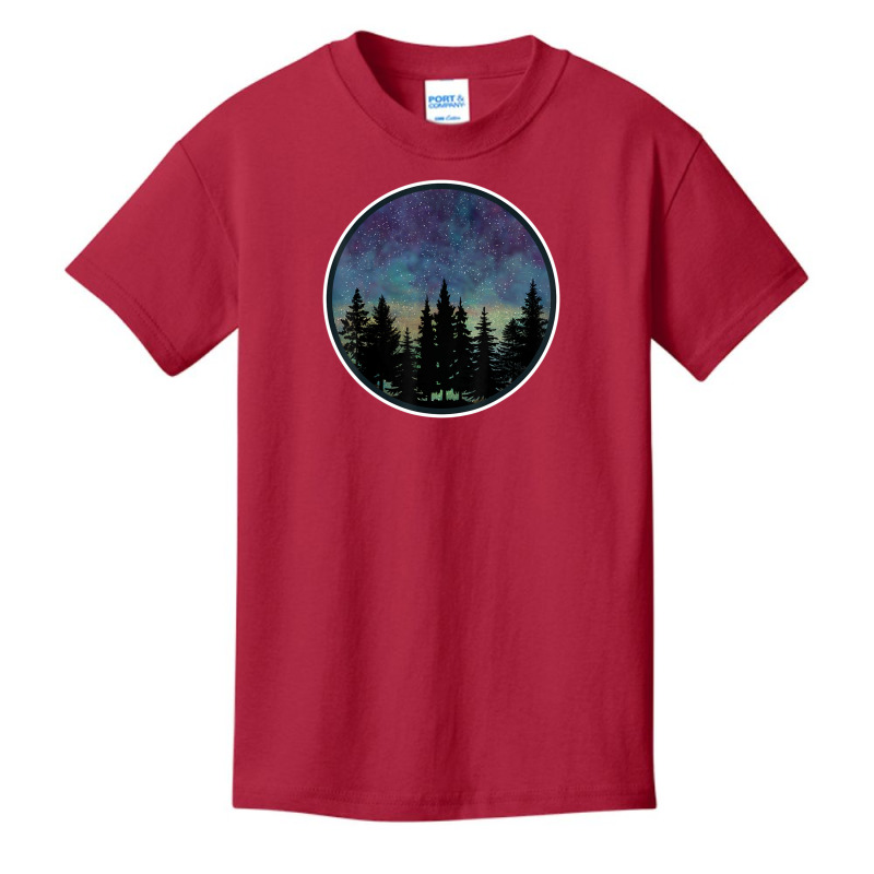 Forest Nightscape Silhouette Starry Night Sky. Basic Youth T-shirt by vucongha | Artistshot