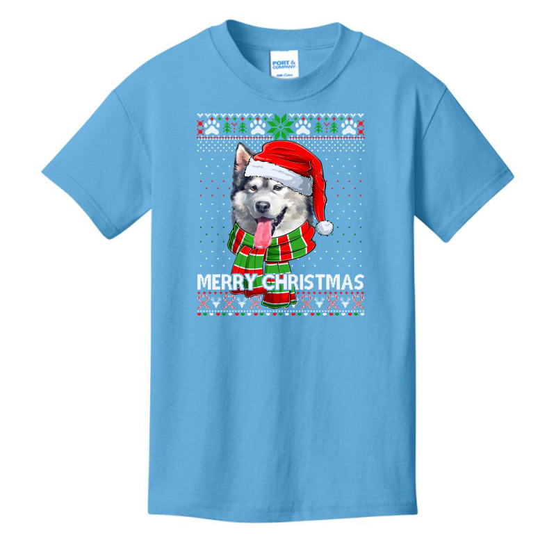 Merry Christmas Alaskan Malamute Santa Ugly Xmas Sweater Sweatshirt Basic Youth T-shirt | Artistshot