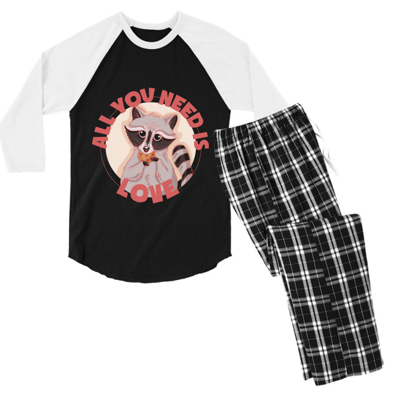 Love Raccoon Men's 3/4 Sleeve Pajama Set | Artistshot