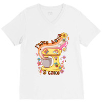 Peace, Love & Cake V-neck Tee | Artistshot