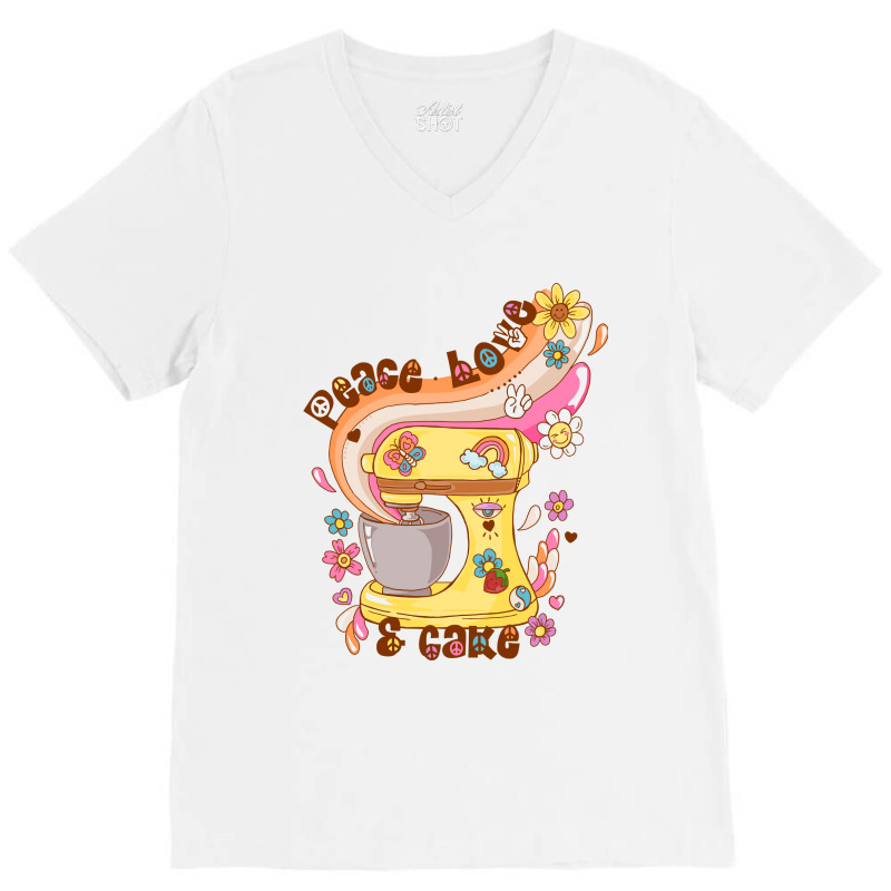 Peace, Love & Cake V-neck Tee | Artistshot