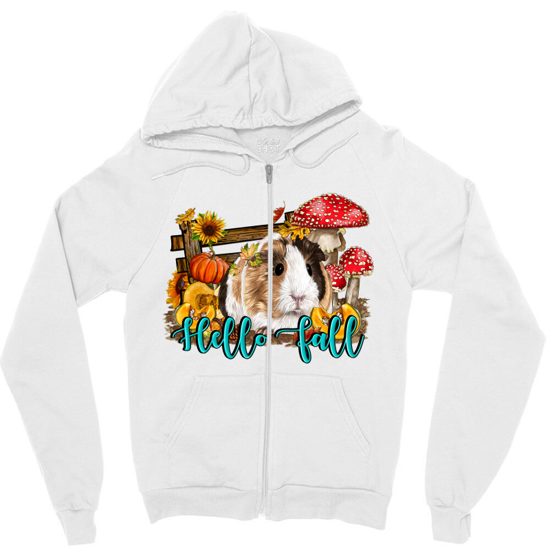 Hello Fall Guinea Pig Zipper Hoodie | Artistshot