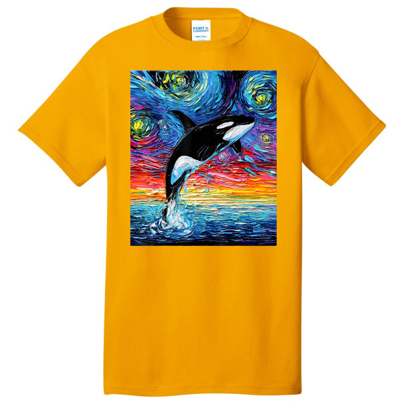 Orca Killer Whale Starry Night Colorful Ocean Art By Aja Basic T-shirt | Artistshot