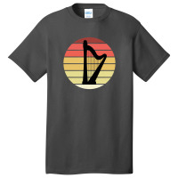 Harp Music Instrument Vintage Sunset Basic T-shirt | Artistshot