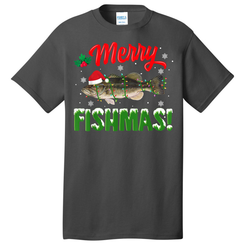 Fish Merry Christmas Largemouth Bass Fishing Lover Pajamas T Shirt Basic T-shirt | Artistshot