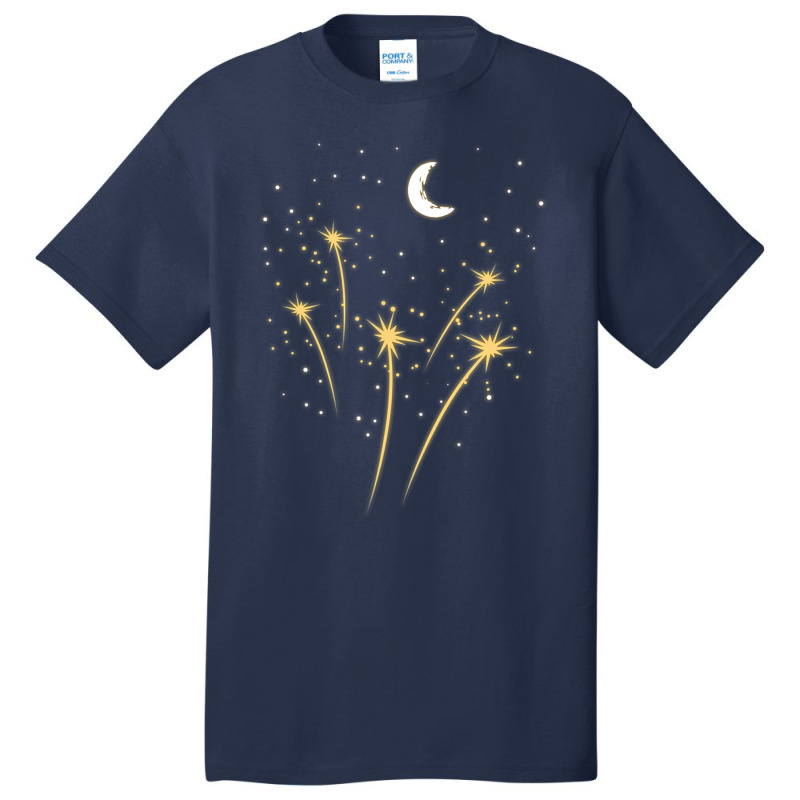 Moon Fireworks Starry Night Lunar Cresent Stargazer Basic T-shirt by vucongha | Artistshot