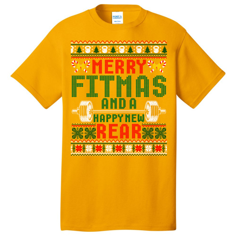 Merry Fitmas And A Happy New Rear Christmas Fitness Workout Long Sleev Basic T-shirt | Artistshot