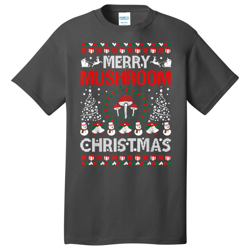 Merry Mushroom Christmas Ugly Sweater Tshirt Basic T-shirt | Artistshot