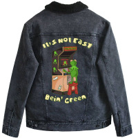 Cute Frog Playing Vintage Arcade Unisex Sherpa-lined Denim Jacket | Artistshot