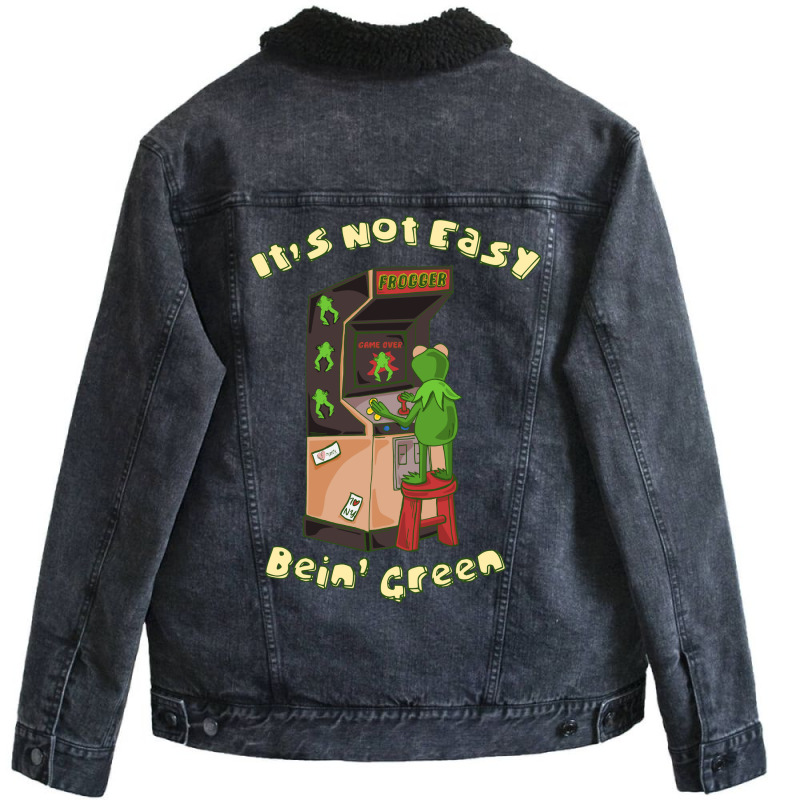 Cute Frog Playing Vintage Arcade Unisex Sherpa-lined Denim Jacket | Artistshot