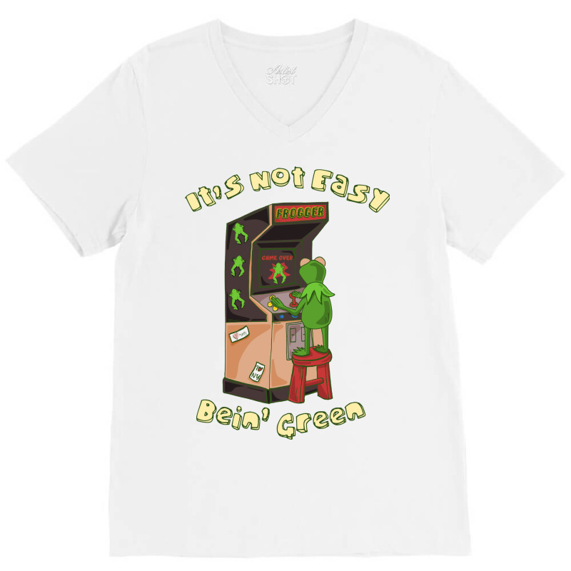 Cute Frog Playing Vintage Arcade V-neck Tee | Artistshot