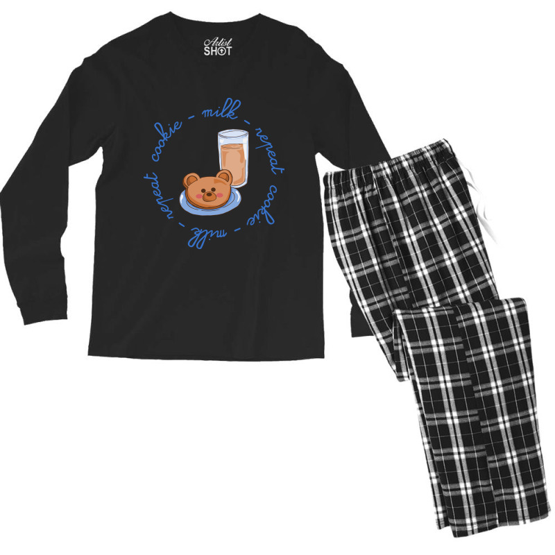 Cookie Milk Repeat Men's Long Sleeve Pajama Set | Artistshot