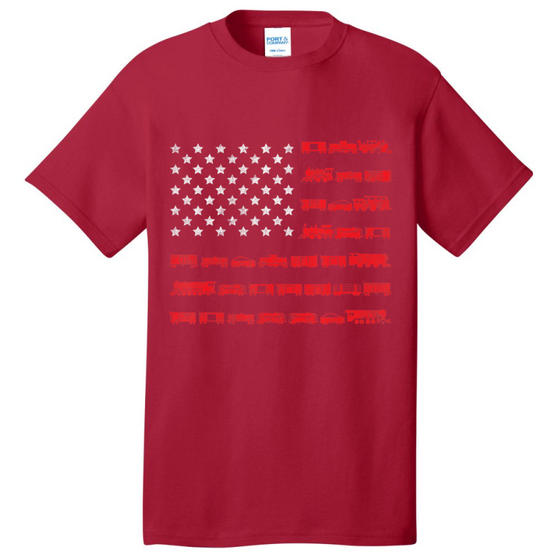 American Flag Railroad Train Basic T-shirt | Artistshot