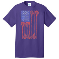 Lacrosse Stick Lax American Flag Basic T-shirt | Artistshot