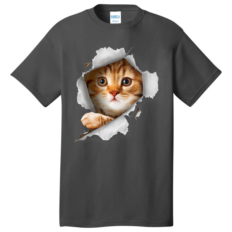 Ca, Orange Cat T Cat Torn Cloth Kitten Basic T-shirt | Artistshot