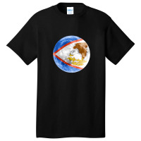 American Samoa American Samoan Flag Moon - Gift For American Samoan Fr Basic T-shirt | Artistshot