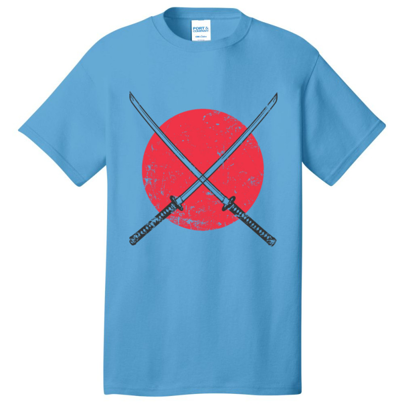 Samurai Sword Crossed In Front Of Flag Of Japan Basic T-shirt | Artistshot