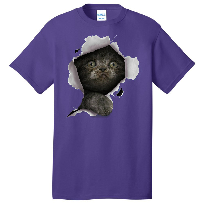 Cat Shirt, Gray Cat Tshirt, Cat Torn Cloth Shirt, Kitten Basic T-shirt | Artistshot