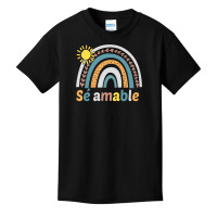 Sé Amable Spanish Bilingual Teacher Be Kind Boho Rainbow Pullover Hoo Basic Youth T-shirt | Artistshot