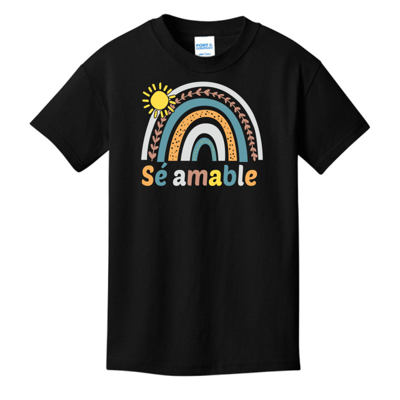 Sé Amable Spanish Bilingual Teacher Be Kind Boho Rainbow Pullover Hoo Basic Youth T-shirt by cm-arts | Artistshot