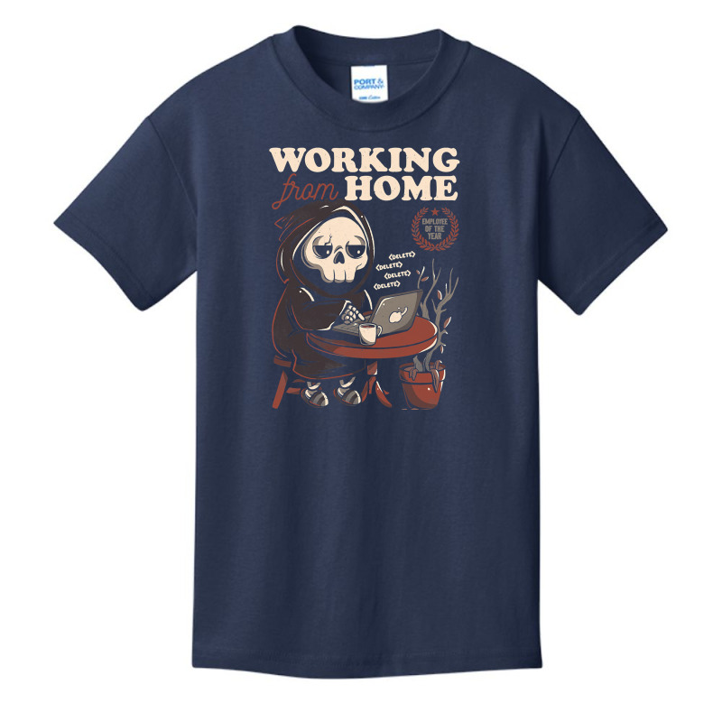 Working From Home Office Grim Reaper Skull Cute Halloween T Shirt Basic Youth T-shirt | Artistshot