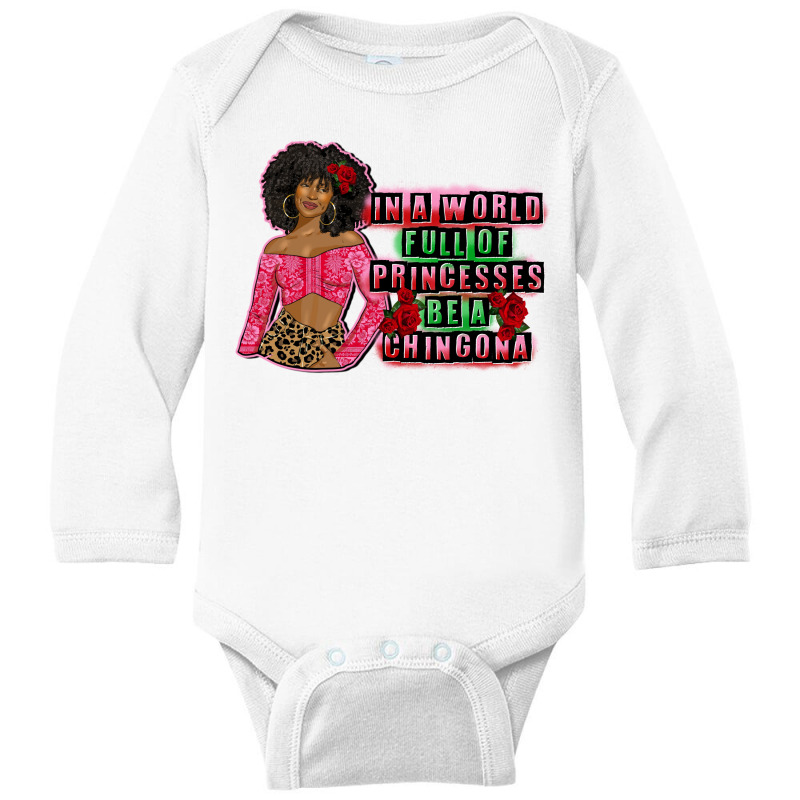 Chingona Afro Latina Long Sleeve Baby Bodysuit by afrowomandigitalshop@gmail.com | Artistshot