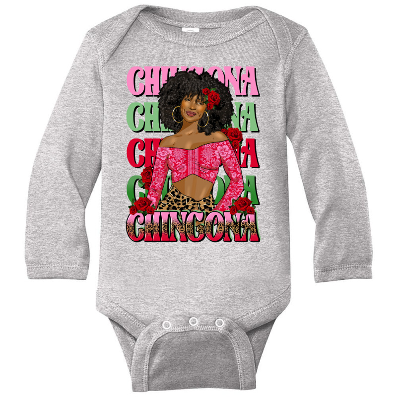 Chingona Afro Latina Woman Long Sleeve Baby Bodysuit by afrowomandigitalshop@gmail.com | Artistshot