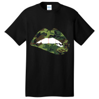 Camouflage Lips Mouth Military Kiss Me Biting Camo Kissing Basic T-shirt | Artistshot