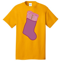 Pink Christmas Stocking Basic T-shirt | Artistshot