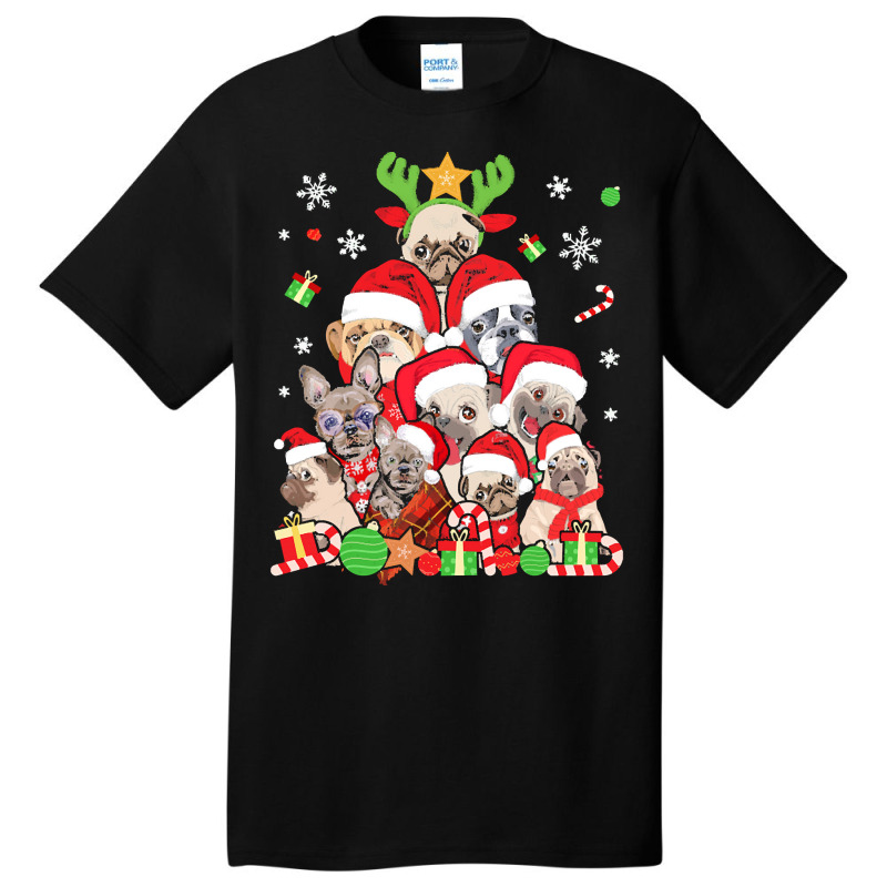 Funny Pug Dog Christmas Tree Costum Pug Christmas Shirt Merry Pugmas X Basic T-shirt | Artistshot