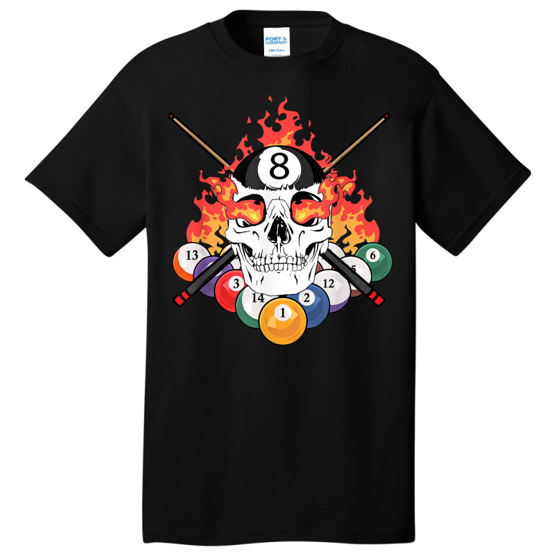 Great Pool Billiards Player Skull Billiard Cue Ball T Shirt Basic T-shirt | Artistshot