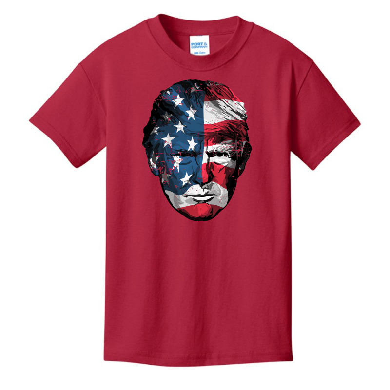 American Patriotic Trump Usa Flag Overlay Distressed Design Long Sleev Basic Youth T-shirt by cm-arts | Artistshot