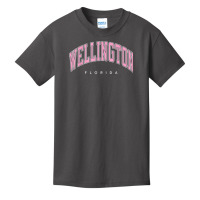 Wellington Florida Fl Varsity Style Pink Text Basic Youth T-shirt | Artistshot